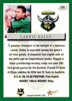 2000 Select #29 Laurie Daley Back